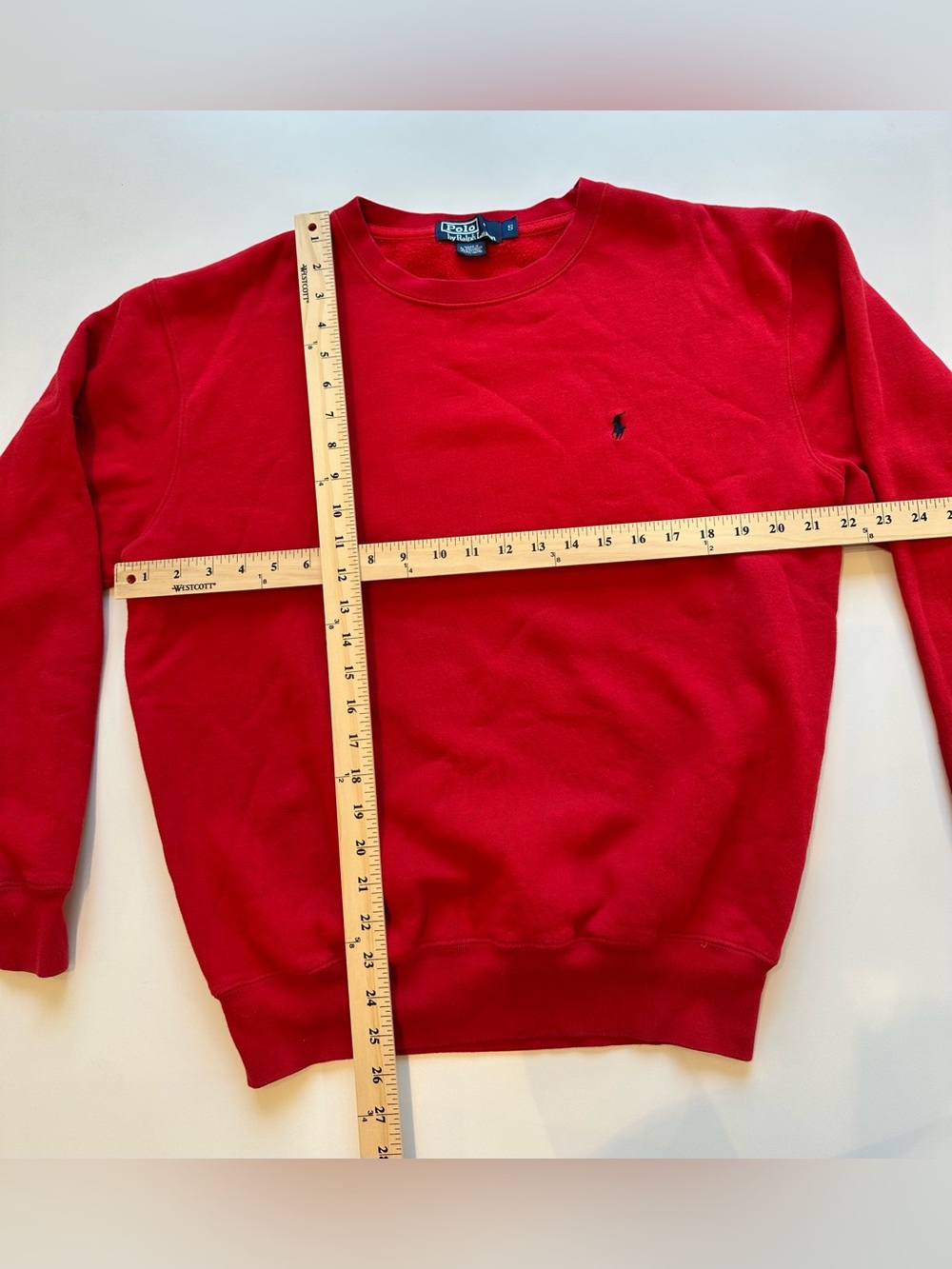 Vintage Polo by Ralph Lauren Red Fleece Crewneck Sweatshirt Small Pony S - Picture 6 of 6